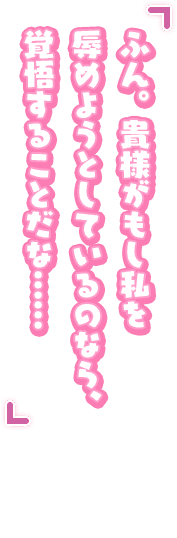 「ふん。貴様がもし私を辱めようとしているのなら、覚悟することだな……」