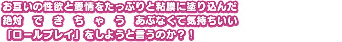 お互いの性欲と愛情をたっぷりと粘膜に塗り込んだ絶対　で　き　ち　ゃ　う　あぶなくて気持ちいい「ロールプレイ」をしようと言うのか？！